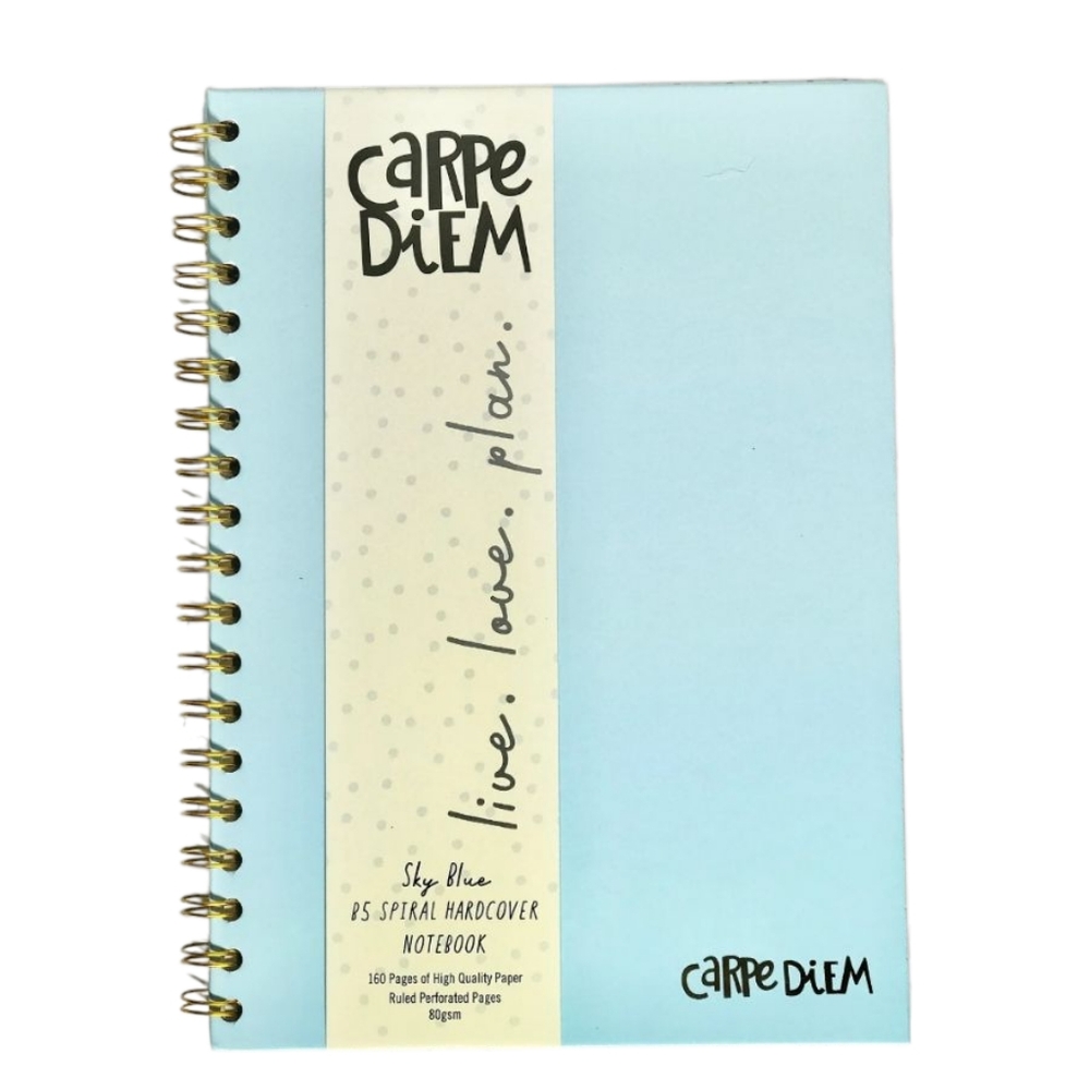 Sky Blue Spiral Hardcover Notebook - 7.0"x9.8"